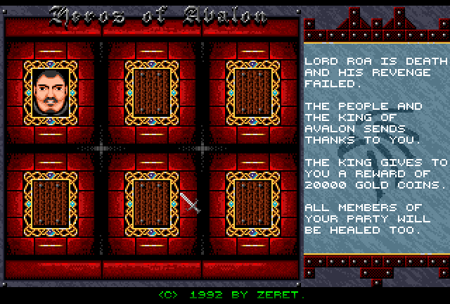 Dungeons of Avalon II ending screen